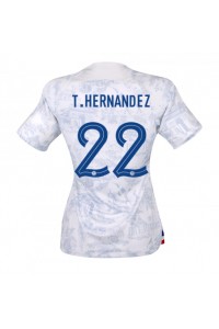 Ranska Theo Hernandez #22 Jalkapallovaatteet Naisten Vieraspaita MM-kisat 2022 Lyhythihainen